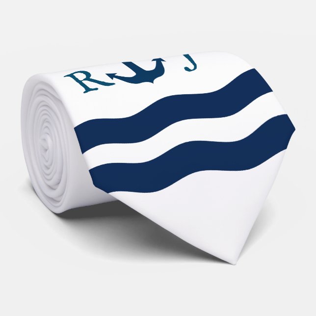 Sleek Anchor Nautical Custom Neck Tie (Rolled)