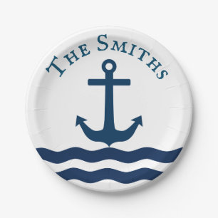 Sleek Anchor Nautical Custom Paper Plates