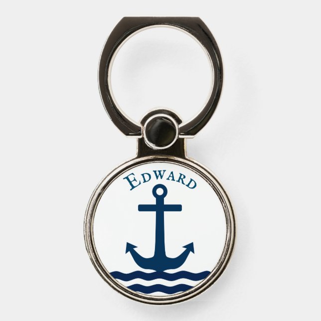 Sleek Anchor Nautical Custom Phone Ring Stand (Front)