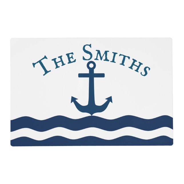 Sleek Anchor Nautical Custom Placemat (Front)