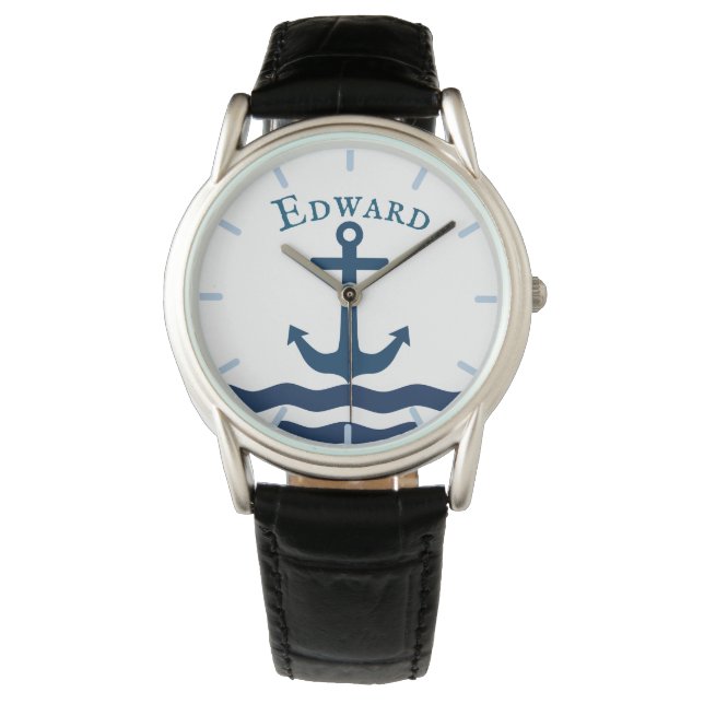 Sleek Anchor Nautical Custom Watch (Front)