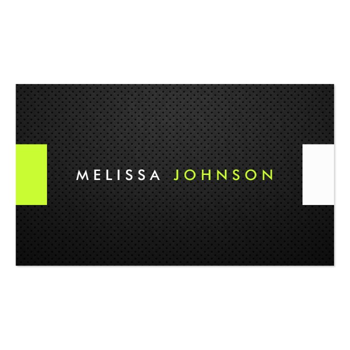 Sleek and Modern Black and Lime Green Business Cards