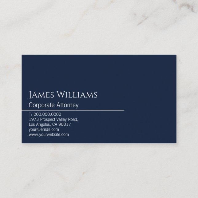 Sleek and Modern Navy White Business Card (Front)