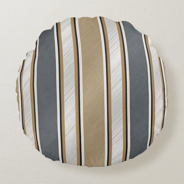 Sleek and Modern Stripe Pattern Round Pillow (Front)