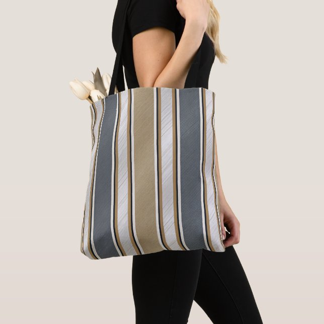 Sleek and Modern Stripe Pattern Tote Bag (Close Up)