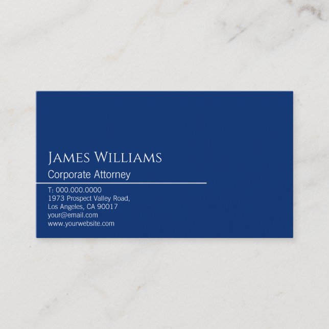Sleek and Modern White and Blue Business Card (Front)