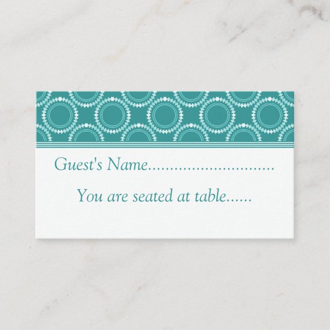 Sleek and Polished Wedding Place Cards, Teal Place Card (Front)