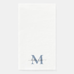 Sleek and Simple Periwinkle Monogram Swash Paper Guest Towels