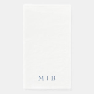 Sleek and Simple Periwinkle Monogram Wedding Paper Guest Towels