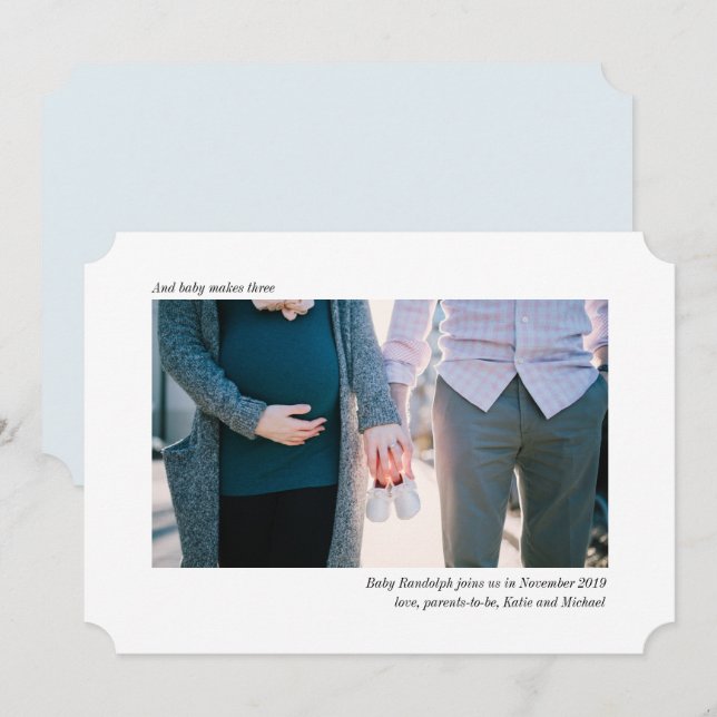 Sleek and Simple Photo Pregnancy Announcement (Front/Back)