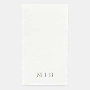 Sleek and Simple Sage Monogram Wedding Paper Guest Towels