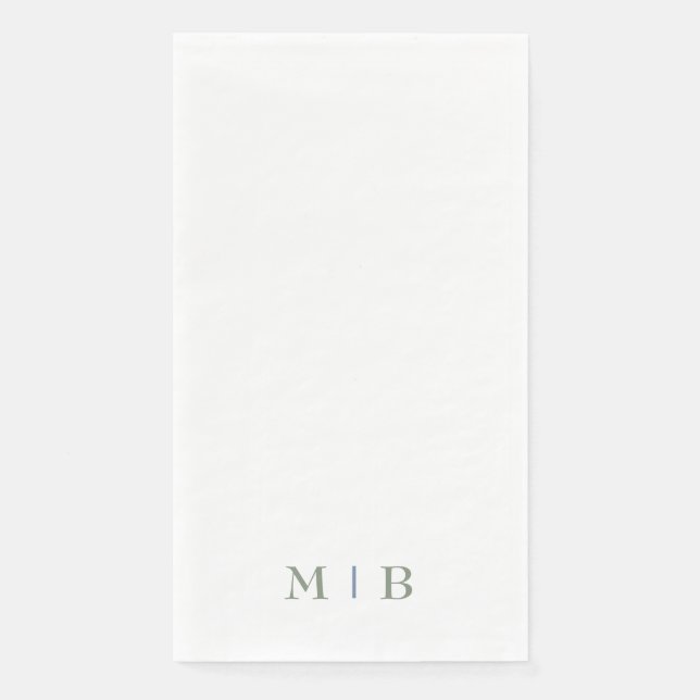 Sleek and Simple Sage Monogram Wedding  Paper Guest Towels (Front)