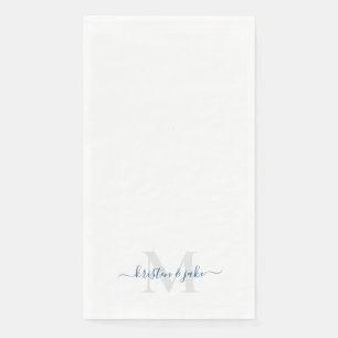 Sleek and Simple Teal Monogram Swash Paper Guest Towels