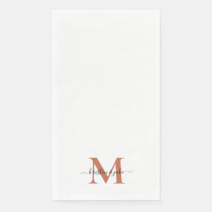 Sleek and Simple Terracotta Monogram Swash  Paper Guest Towels