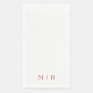 Sleek and Simple Terracotta Monogram Wedding  Paper Guest Towels