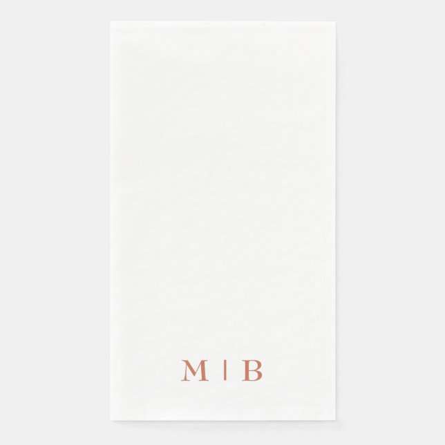 Sleek and Simple Terracotta Monogram Wedding  Paper Guest Towels (Front)