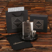 Sleek Bar Set with 4 Shot Glasses & Whiskey Flask (Front)