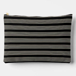 Sleek Black and Cream Horizontal Stripes Minimalis Accessory Pouch
