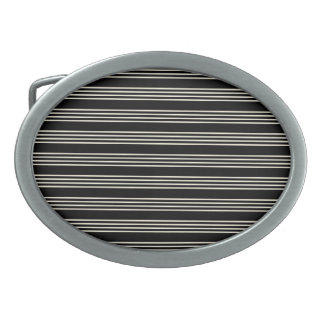 Sleek Black and Cream Horizontal Stripes Minimalis Belt Buckle