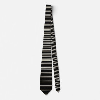 Sleek Black and Cream Horizontal Stripes Minimalis Neck Tie