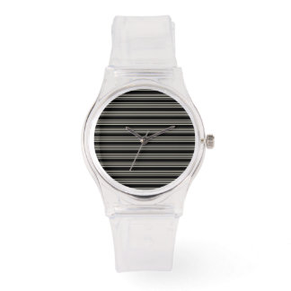 Sleek Black and Cream Horizontal Stripes Minimalis Watch