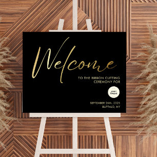 Sleek Black and Gold Business Logo Welcome  Foam Board