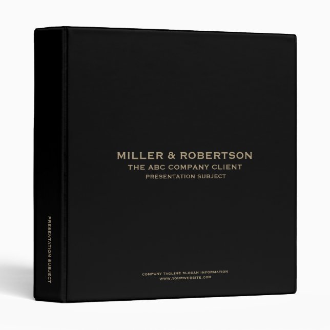 Sleek Black and Gold Business Presentation Binder (Front/Spine)