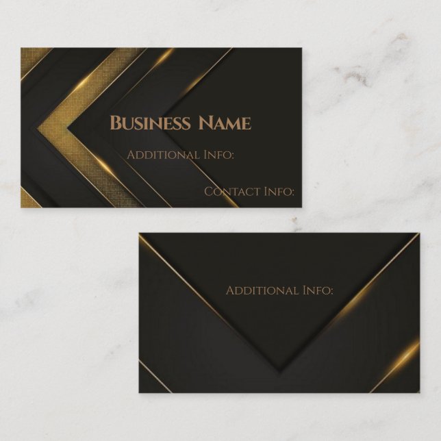 Sleek Black And Gold Chevron  Business Card (Front/Back)