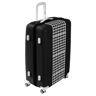 Sleek Black and White Gingham Plaid Luggage