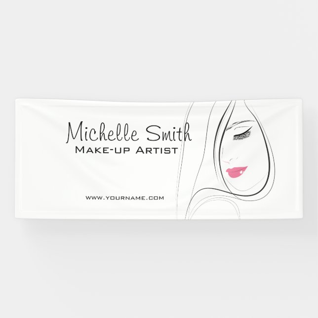 Sleek Black and White Lash Extension Makeup Artist Banner (Horizontal)