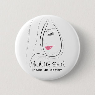 Sleek Black and White Lash Extension Makeup Artist Button