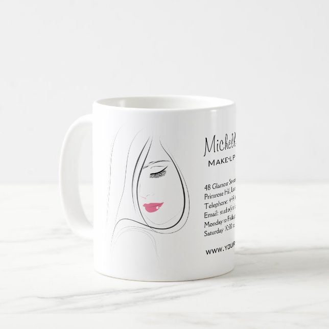 Sleek Black and White Lash Extension Makeup Artist Coffee Mug (Front Left)