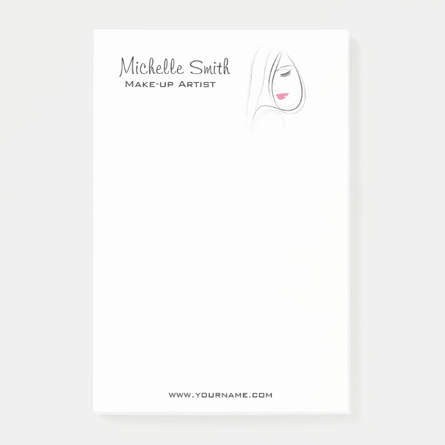 Sleek Black and White Lash Extension Makeup Artist Post-it Notes (Front)