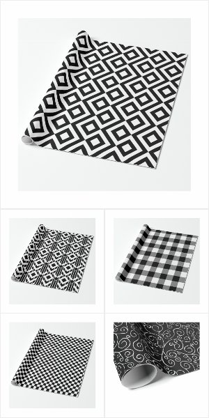 Sleek Black and White Wrapping Paper