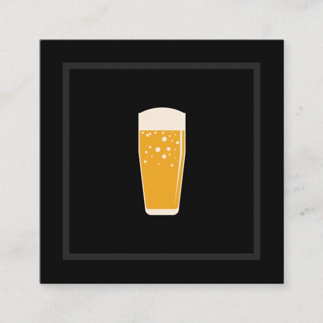 Sleek Black Beer Icon Square Business Card (Front)