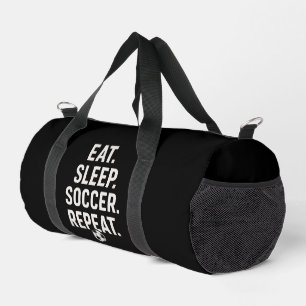 Sleek Black Bold Typography Minimalist Soccer Fan Duffle Bag