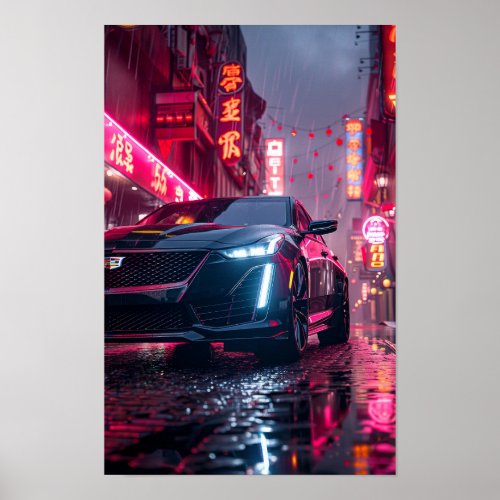 Sleek Black Cadillac CT5 Car Wallpaper Poster