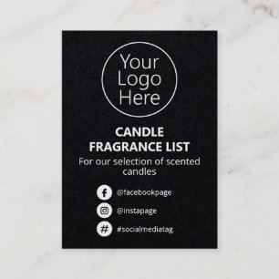 Sleek Black Candle Scent Product List Logo Business Card