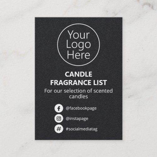 Sleek Black Candle Scent Product List Logo Business Card