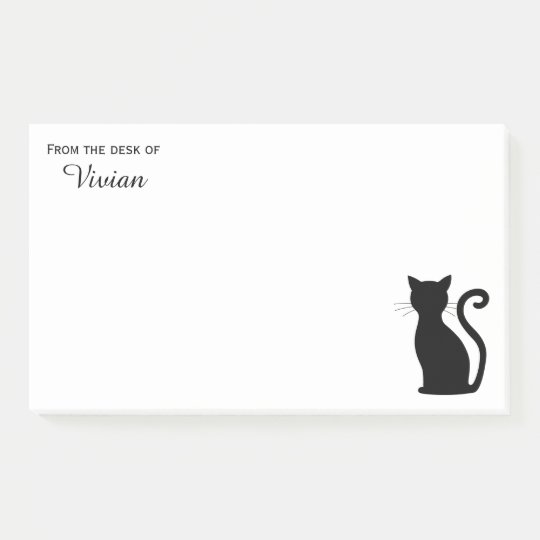 Sleek Black Cat Silhouette Add Your Name Jumbo Post It Notes