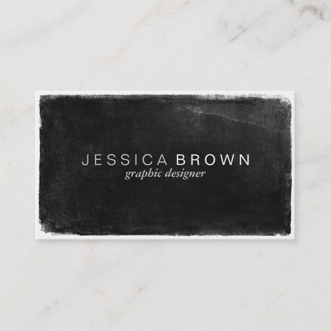 Sleek Black Chalkboard Vintage Business Cards (Front)