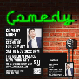 Sleek Black, Comedian, Comedy Club Advertising Flyer
