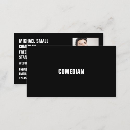 Sleek Black Comedian Comedy Club Business Card