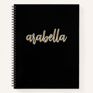Sleek Black Design with Gold Script Notebook