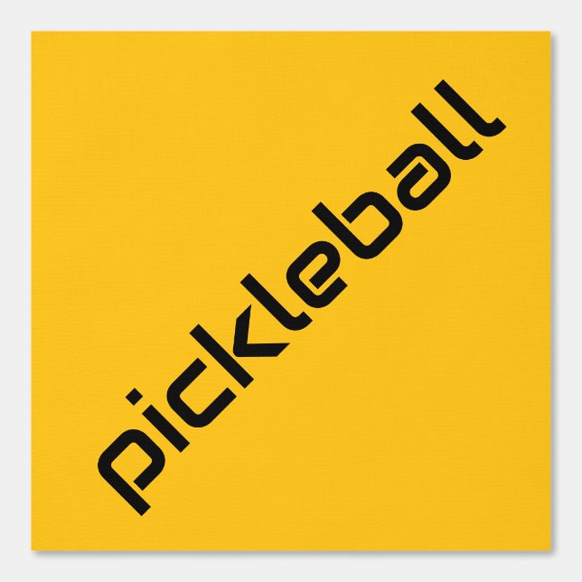Sleek Black Diagonal PICKLEBALL On Yellow Orange Wallpaper (Front)