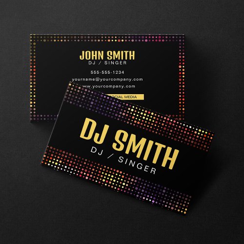 Sleek Black DJs Singer Nightclub Music Producer Business Card