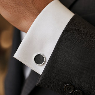 Sleek Black Geometric Cufflinks