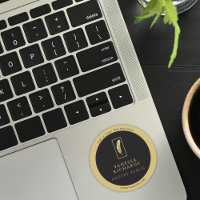 Sleek Black Gold Feather Notary Marketing Contact
