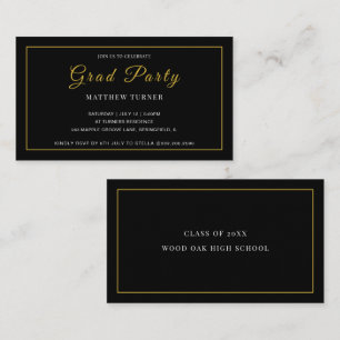 Sleek Black Gold Grad Party Enclosure Card
