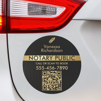 Sleek Black Gold Mobile Notary QR Code Marketing  Car Magnet
